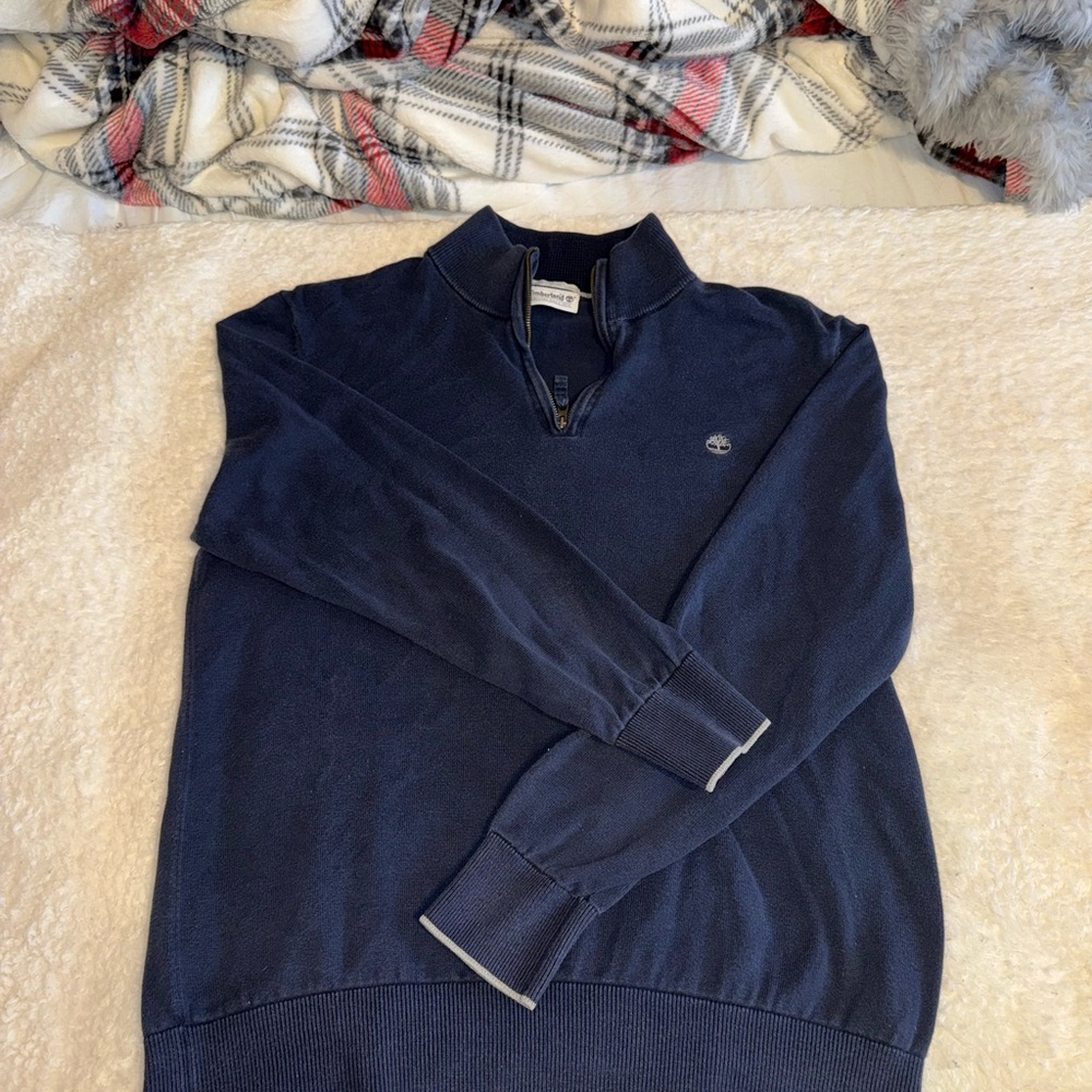 Timberland Men's Dark Blue Zip Up Sweater